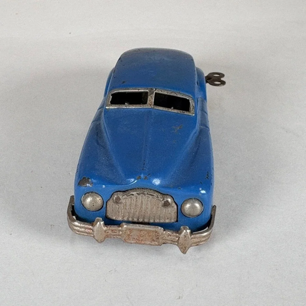 Occupied Japan 1940s Blue Wind Up‎ Toy Car Sedan 5.5 Inch Vintage MCM Toy